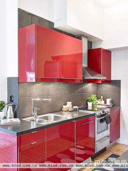 一字型厨房橱柜颜色效果图欣赏