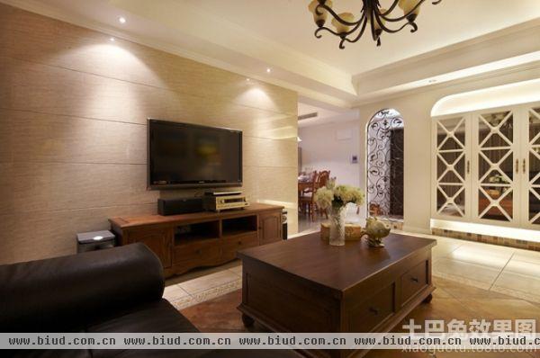美式风格室内客厅电视背景墙设计效果图