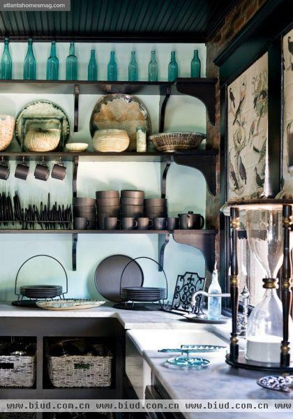 乡村别墅美式家庭厨房橱柜装修效果图大全2014图片