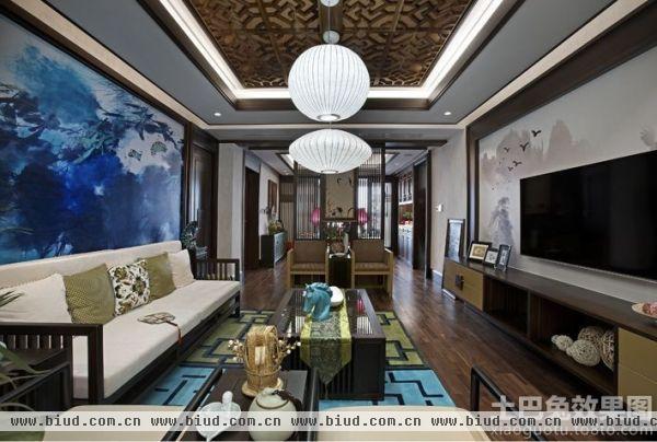 中式风格客厅电视背景墙效果图大全2014