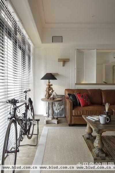 现代美式82平米两室一厅家装效果图2014