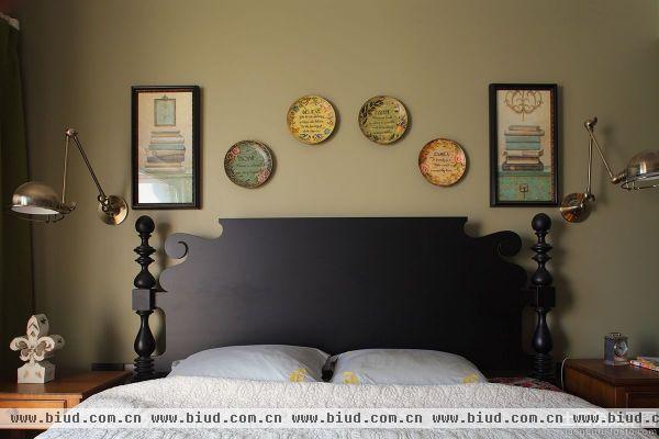 美式乡村风格卧室床头背景墙图片