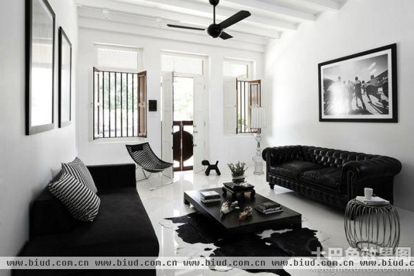 现代黑白色风格客厅装修设计