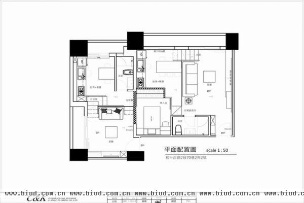 60平米黑白简约两居