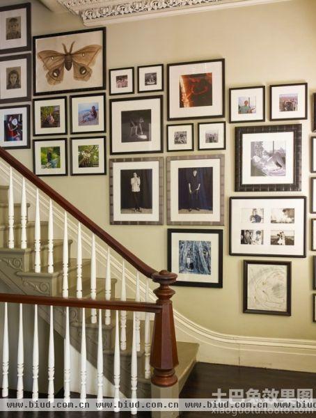美式家装楼梯间相片墙效果图欣赏