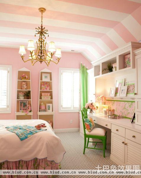 极简主义设计粉色儿童房效果图
