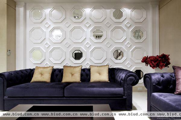 美式风格复式沙发背景墙图片欣赏