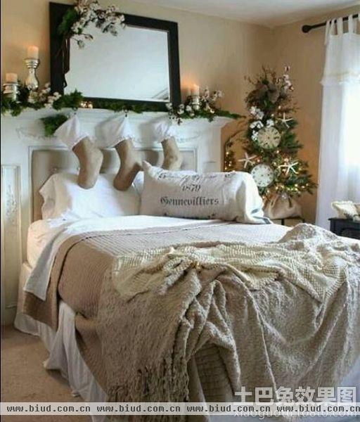 北欧设计卧室圣诞装饰图片大全