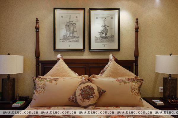 美式设计卧室床头背景墙图片