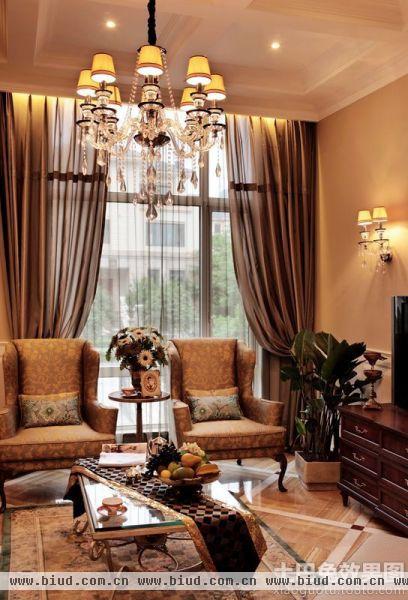 美式客厅窗帘设计图片