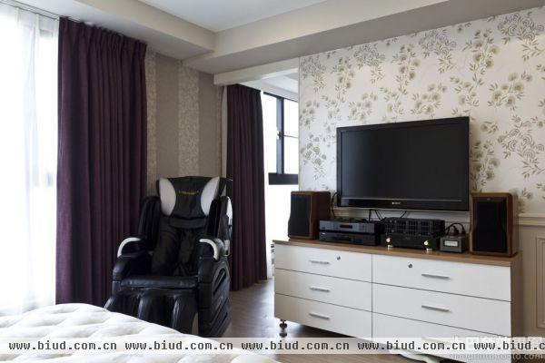 现代风格小户型卧室电视背景墙图片