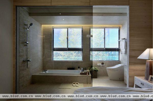 宜家风格卧室浴室玻璃隔断设计