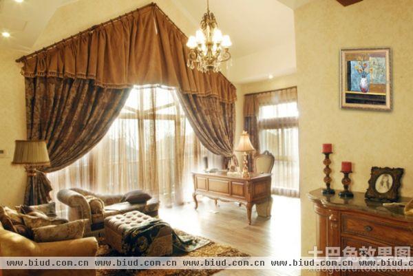 美式设计室内家居客厅窗帘效果图