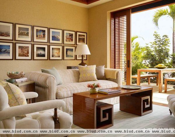 美式家装设计室内客厅相片墙图片