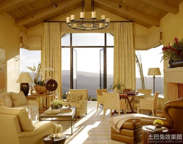 美式家装设计室内客厅窗帘效果图欣赏