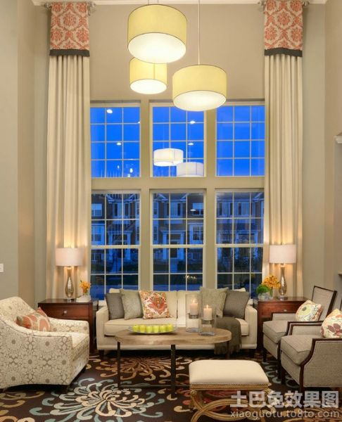 新古典现代风格客厅窗帘图片大全