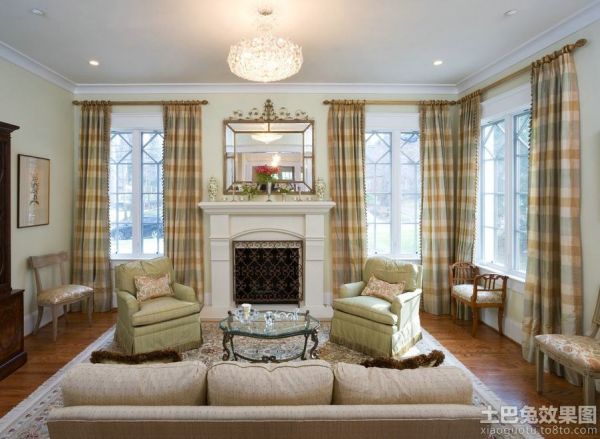 美式家庭设计室内客厅窗帘效果图大全