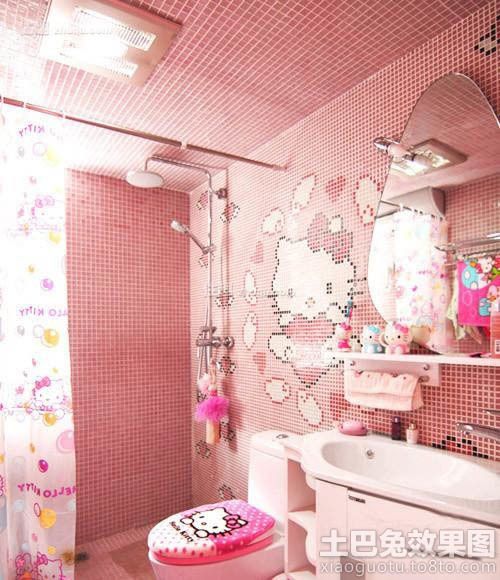 家装粉色儿童卫生间设计图