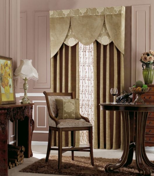 欧式客厅窗帘装修效果图 2012年新款窗帘装修图片