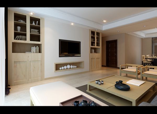现代木色风格设计三居室装修