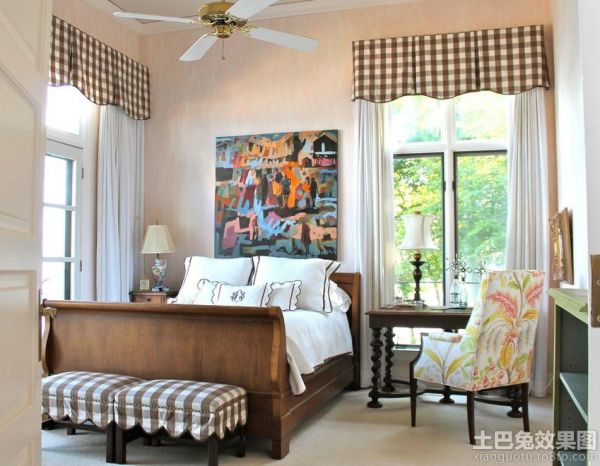 美式家装设计室内卧室窗帘图片