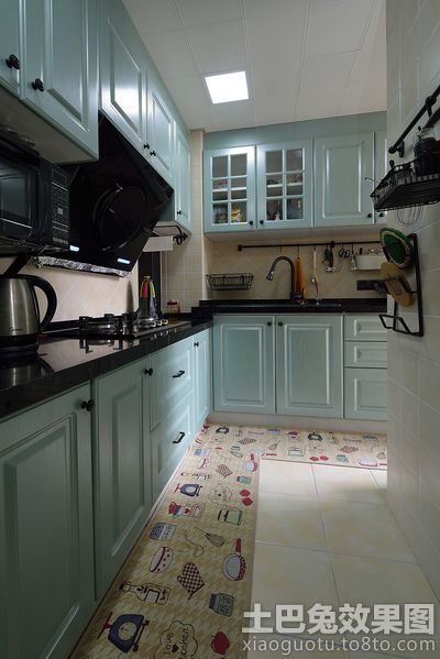 地中海公寓L型厨房装修效果图