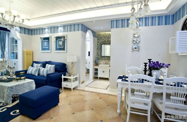 地中海风格两室一厅家庭公寓装修设计