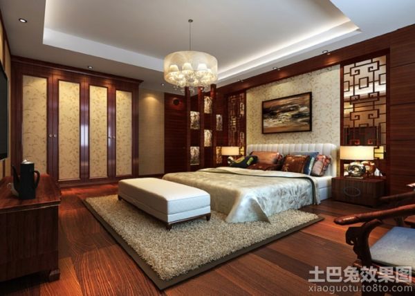大气恢弘的中式风格别墅卧室效果图