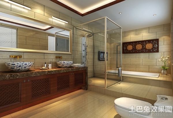 最新中式风格别墅卫生间装饰效果图