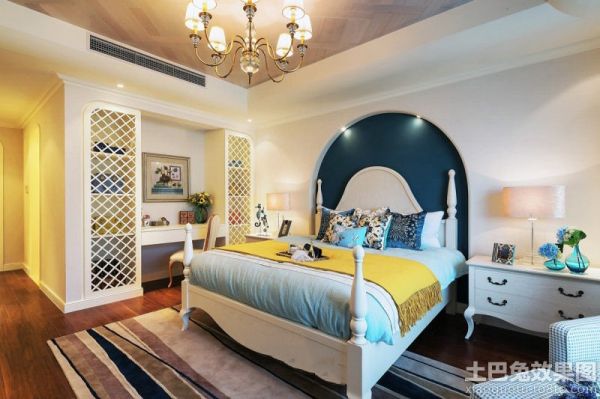 地中海别墅卧室色彩搭配效果图