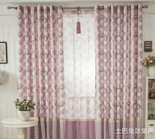 家庭设计紫色窗帘效果图