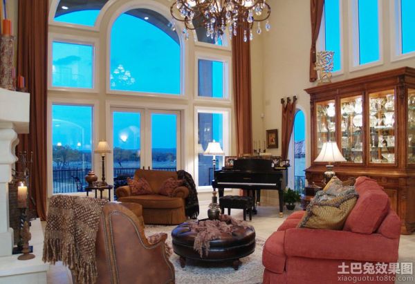 美式家装设计客厅窗帘效果图