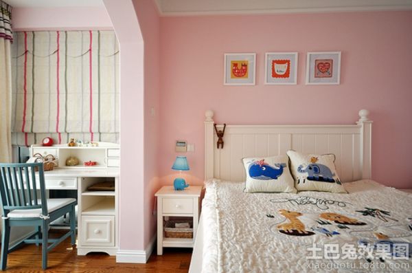 简约风格粉色儿童房效果图