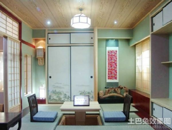 日式风格设计客厅榻榻米效果图