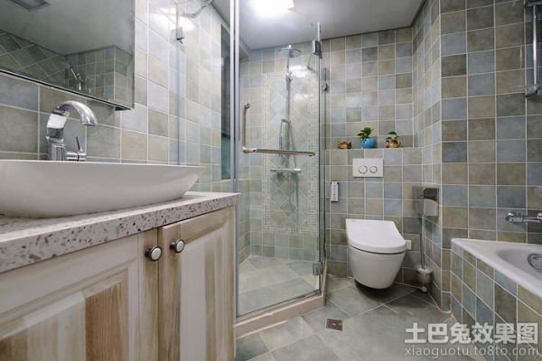 现代美式卫生间瓷砖色彩设计图片