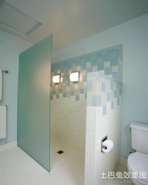 简约时尚设计卫生间玻璃隔断图片