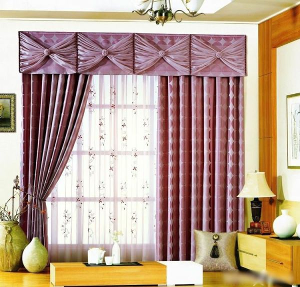 北欧设计室内紫色窗帘效果图