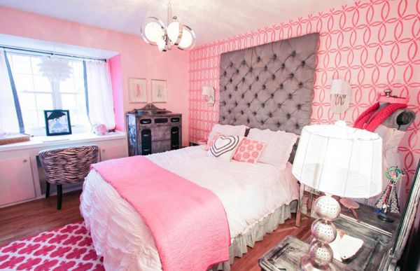 简约时尚粉色卧室飘窗效果图