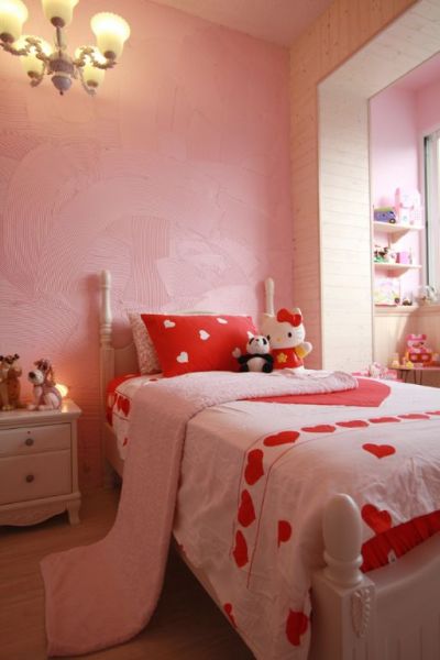 粉色女生房间设计效果图