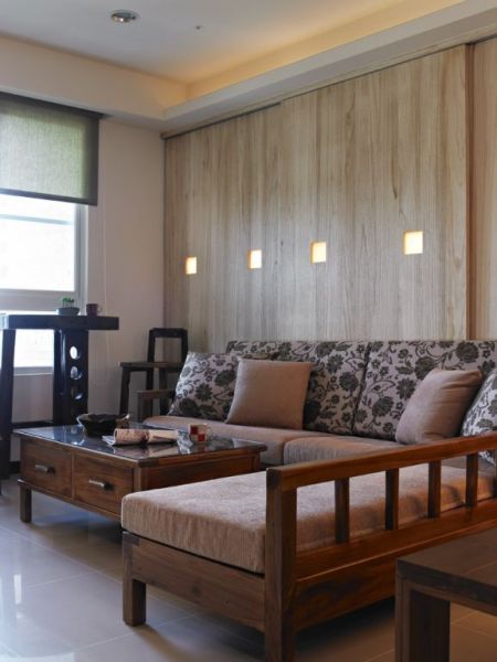 日式实木客厅沙发图片