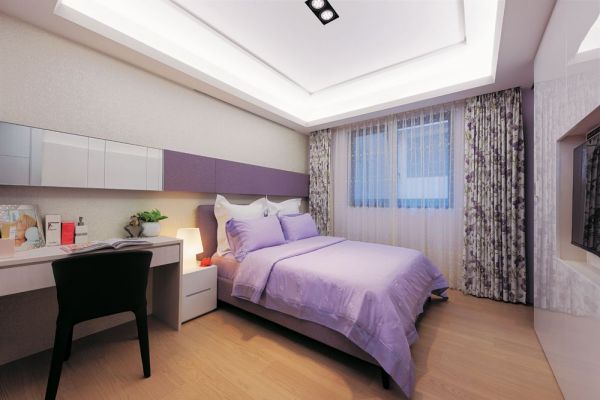 现代风格紫色卧室家居设计装修