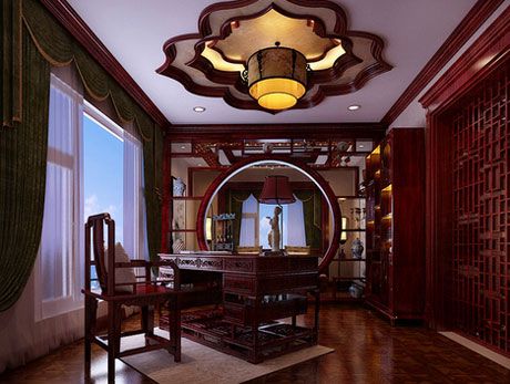 本案是一套现代中式风格的别墅家装案例，客厅大多使用红色实木家具装饰，优雅的白色钢琴，现代中式风格是中式风格的一种；也被称作新中式风格。是中国传统风格文化意义在当前时代背景下的演绎；是对中国当代文化充分理解基础上的当代设计。