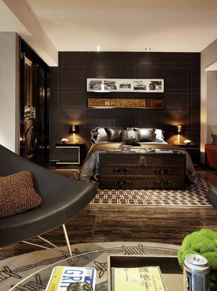 美式工业风酷感卧室装修效果图