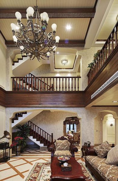 美式古典家居复式楼梯设计装修