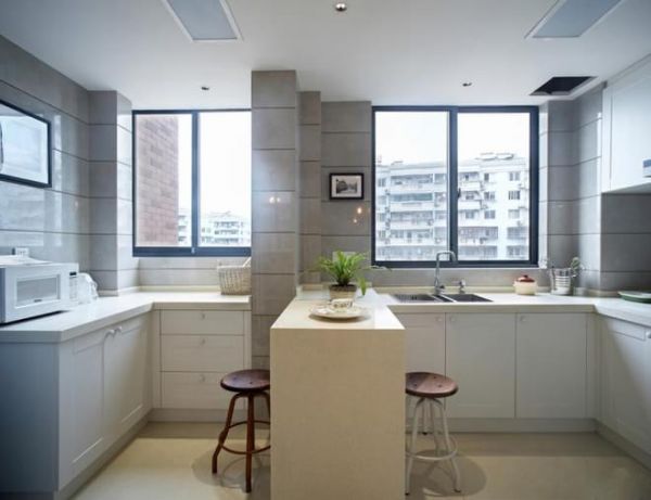 开放式厨房+清新色调！百平米现代美式3居豪宅范实景赏析