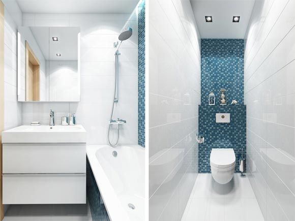 浴室选择清爽水蓝色，在里面沐浴有如在海水中悠游般畅快。