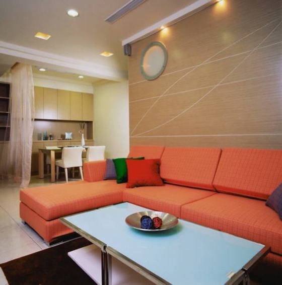 现代橙色沙发客厅装修案例