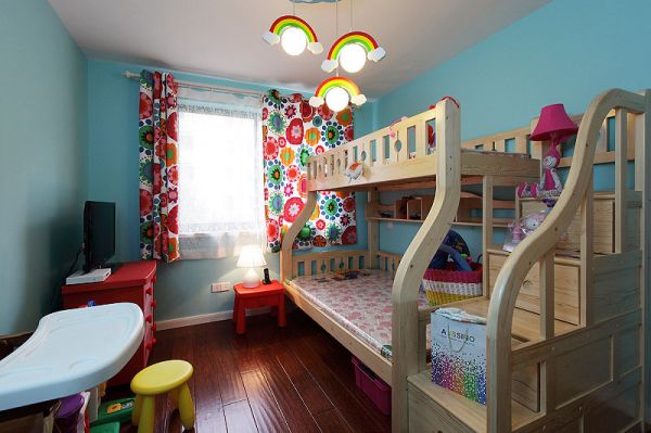 现代蓝色儿童房装修示例