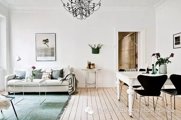 60平米瑞典经典白与木色的小公寓