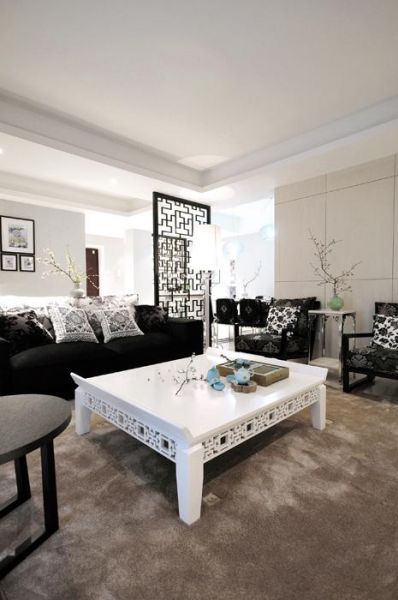 时尚黑白中式两居室装修案例